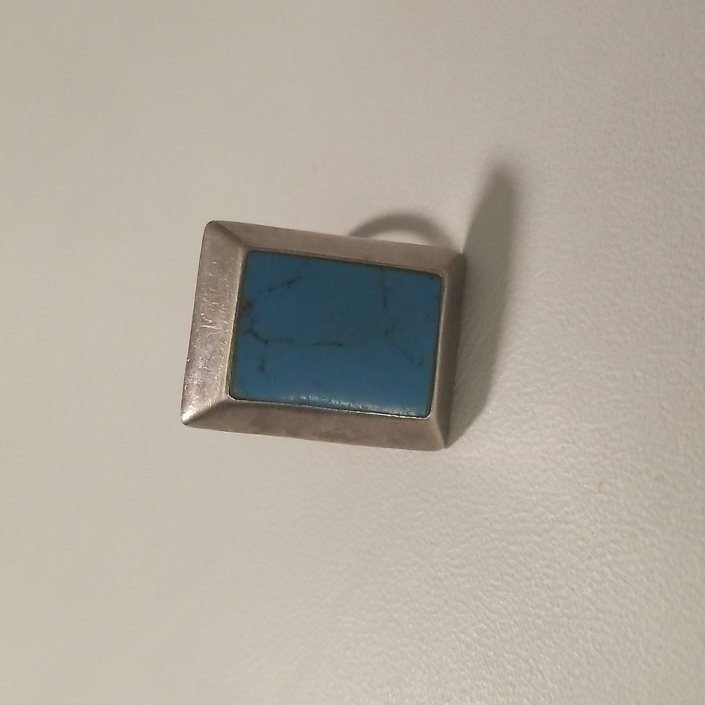 Women's 925 Sterling Silver Ring with Turquoise Blue Square Stone; Size 8 - Picture 5 of 8